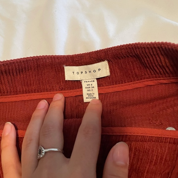 Copper colour skirt with zipper. Corduroy. Topshop - Picture 2 of 2